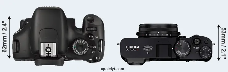 Compare 550D versus X100V top