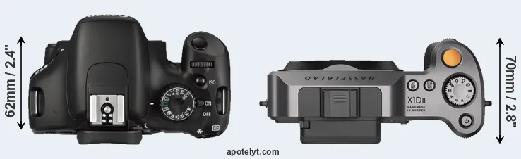 Compare 550D versus X1D II top