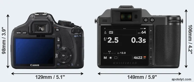 Comparison 550D or X2D 100C rear