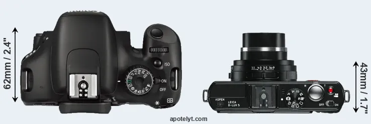 Compare 550D versus D-LUX 5 top