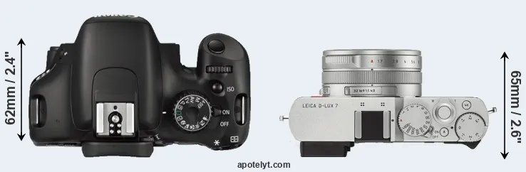 Compare 550D versus D-LUX 7 top