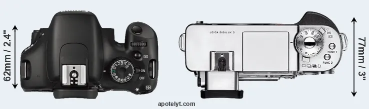 Compare 550D versus Digilux 3 top