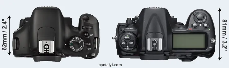 Compare 550D versus D300S top