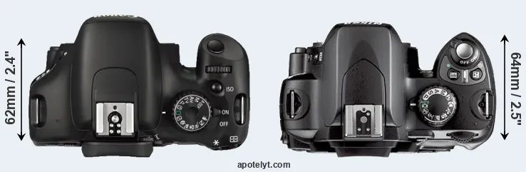 Compare 550D versus D40X top