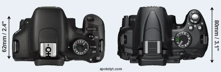 Compare 550D versus D5000 top