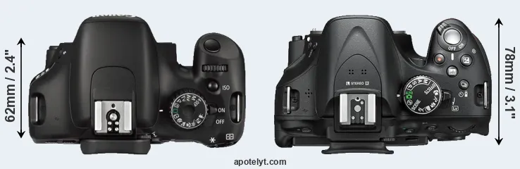 Compare 550D versus D5200 top
