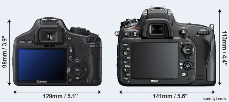 Comparison 550D or D600 rear