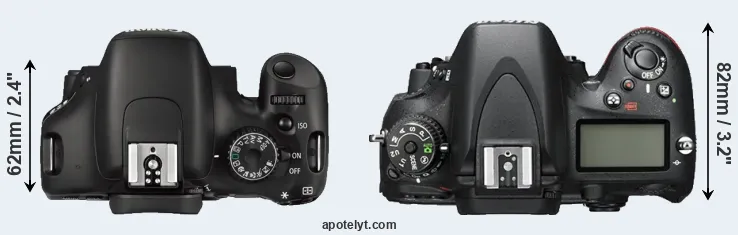 Compare 550D versus D600 top