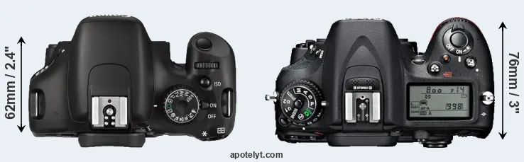 Compare 550D versus D7100 top
