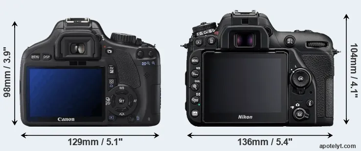 Comparison 550D or D7500 rear