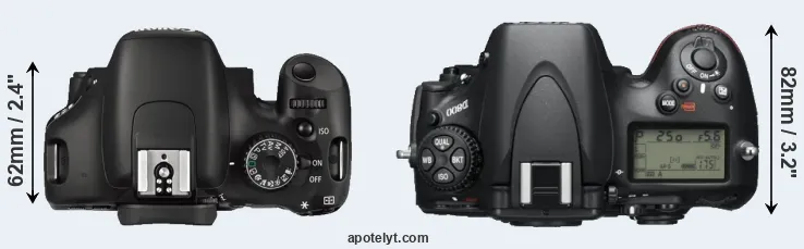 Compare 550D versus D800 top