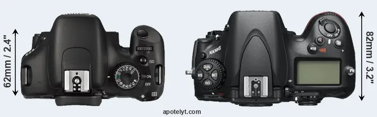 Compare 550D versus D800E top