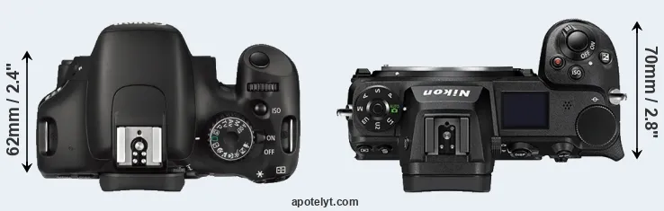Compare 550D versus Z6 II top