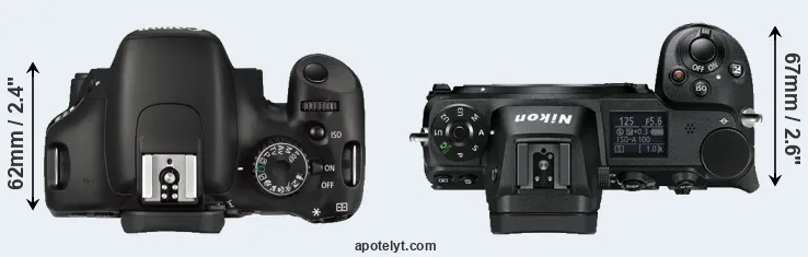 Compare 550D versus Z6 top