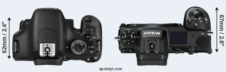 Compare 550D versus Z7 top
