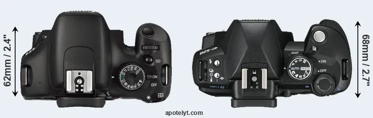 Compare 550D versus E-520 top