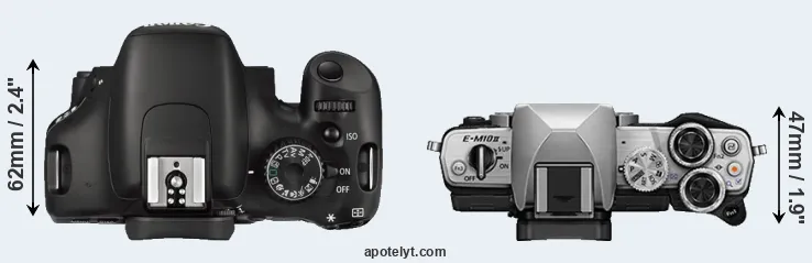 Compare 550D versus E-M10 II top