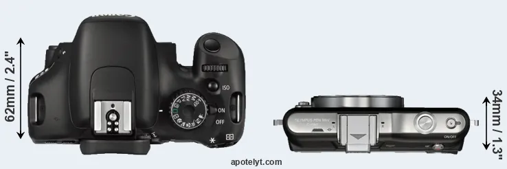 Compare 550D versus E-PM1 top