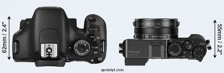 Compare 550D versus LX100 top