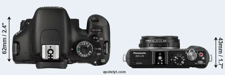 Compare 550D versus LX5 top