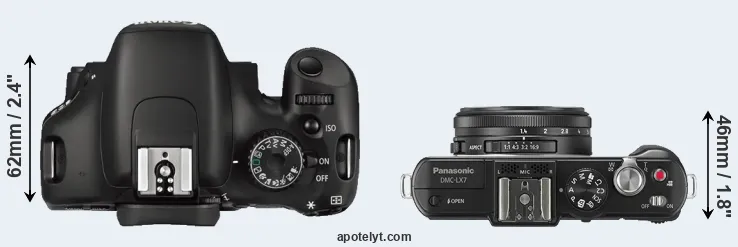 Compare 550D versus LX7 top
