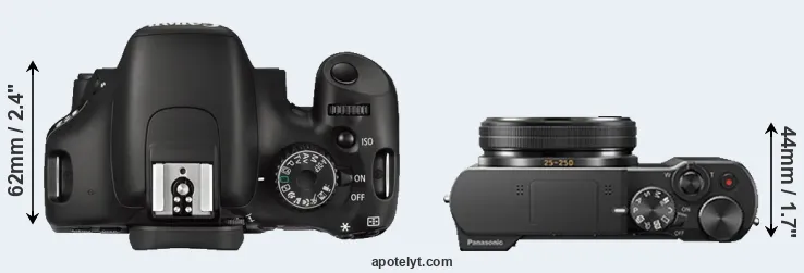 Compare 550D versus TZ100 top