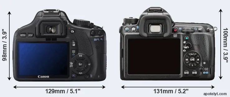 Comparison 550D or K-3 II rear