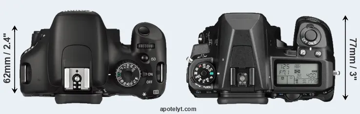 Compare 550D versus K-3 II top