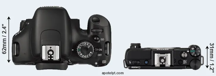 Compare 550D versus Pentax Q top