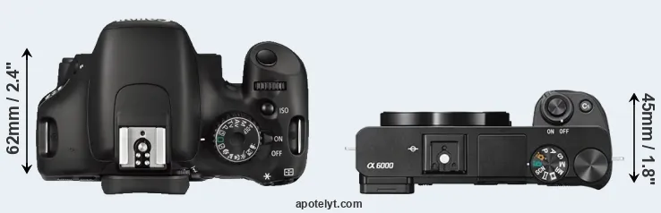 Compare 550D versus A6000 top