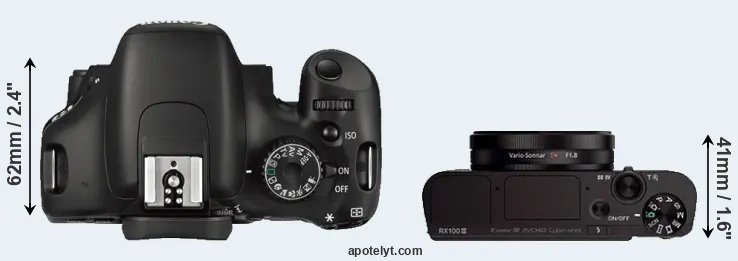 Compare 550D versus RX100 III top