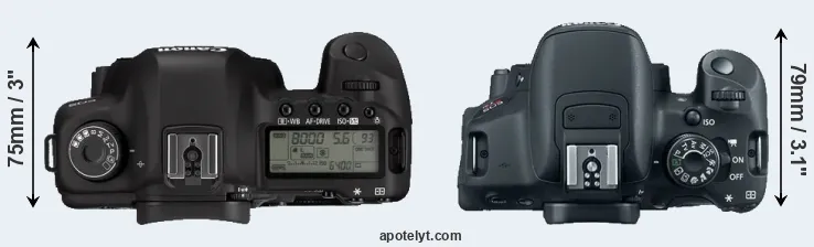 Compare 5D Mark II versus 700D top