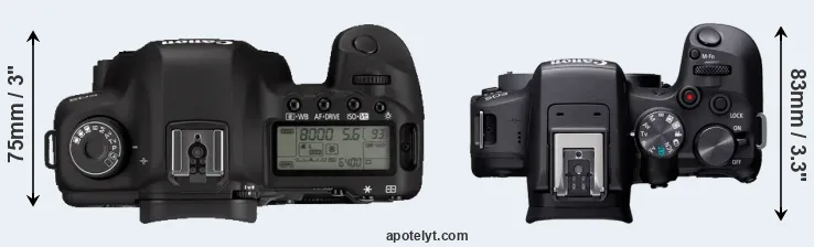 Compare 5D Mark II versus R10 top