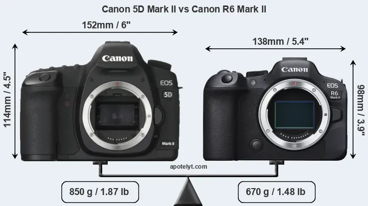 Size Canon 5D Mark II vs Canon R6 Mark II