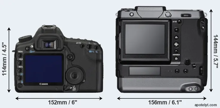 Comparison 5D Mark II or GFX 100 rear