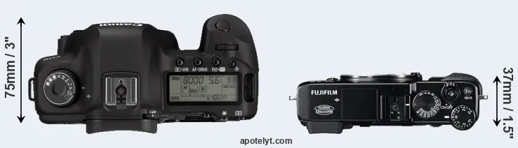 Compare 5D Mark II versus X-E2 top