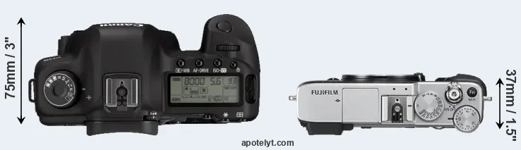 Compare 5D Mark II versus X-E2S top
