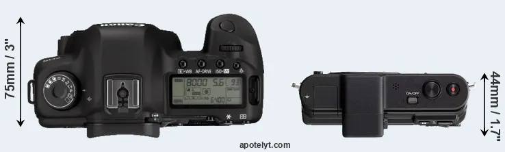 Compare 5D Mark II versus V1 top