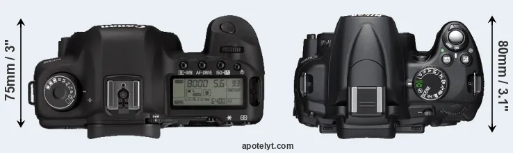 Compare 5D Mark II versus D5000 top