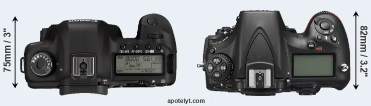 Compare 5D Mark II versus D810 top