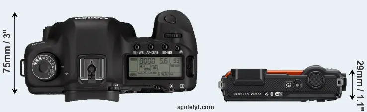 Compare 5D Mark II versus W300 top