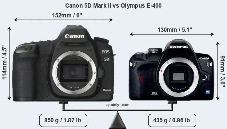Size Canon 5D Mark II vs Olympus E-400
