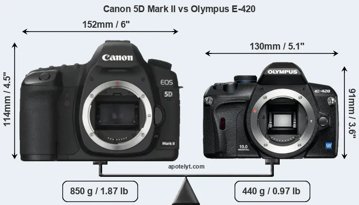 Size Canon 5D Mark II vs Olympus E-420