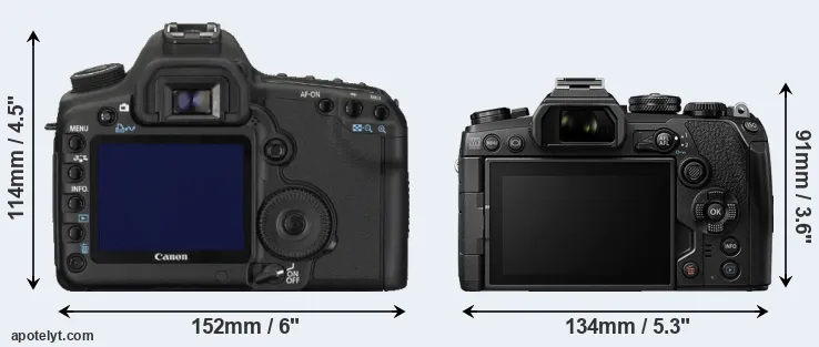 Comparison 5D Mark II or E-M1 III rear