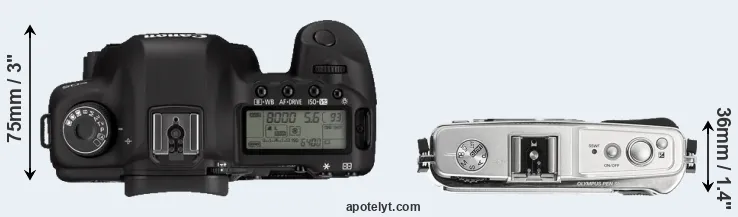Compare 5D Mark II versus E-P1 top