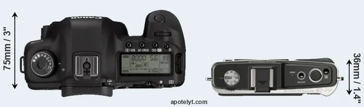 Compare 5D Mark II versus E-P2 top