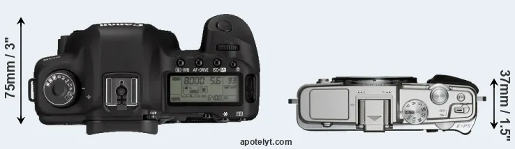 Compare 5D Mark II versus E-P5 top