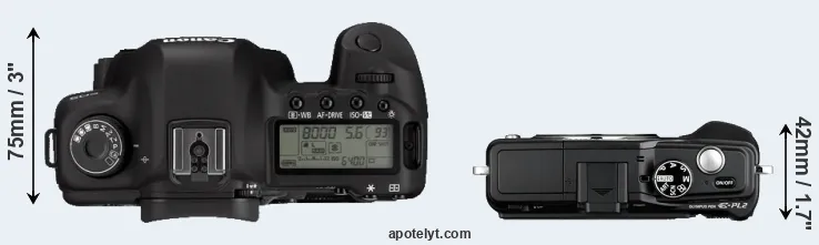Compare 5D Mark II versus E-PL2 top