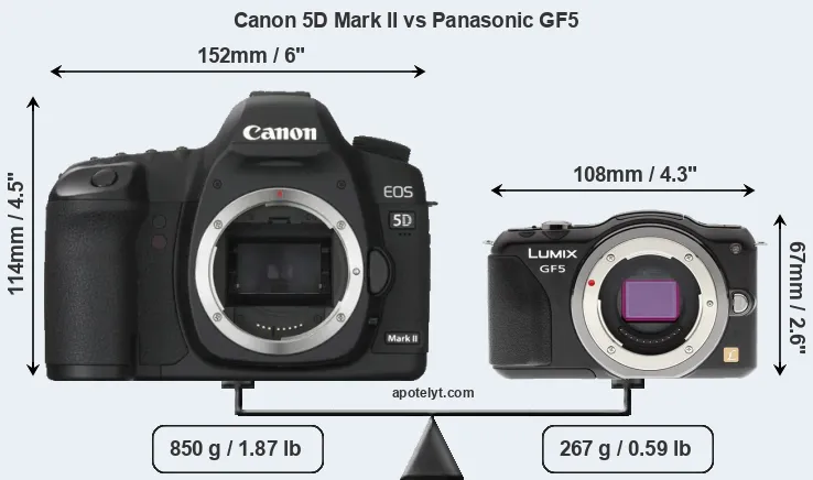Size Canon 5D Mark II vs Panasonic GF5