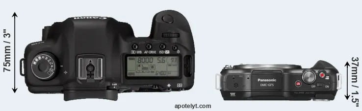 Compare 5D Mark II versus GF5 top